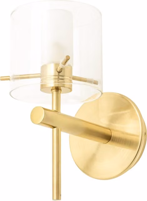 Litecraft Lincoln Modern Bathroom Wall Light in Brass and Glass