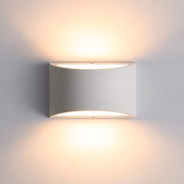 Pheashine White Geometric Plaster LED Wall Light, 7W, 3000K Warm White, 20cm