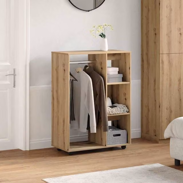 Berkfield Home Artisan Oak Wardrobe in Brown, W/D/H: 80 x 40 x 110 cm