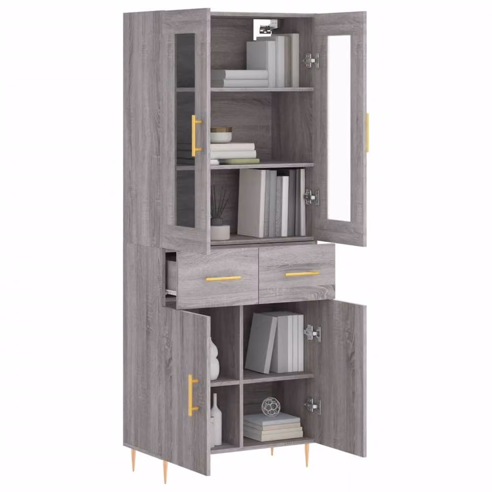 Berkfield Home Grey Sonoma Highboard in Engineered Wood, W/D/H: 69.5 x 34 x 180 cm – 3