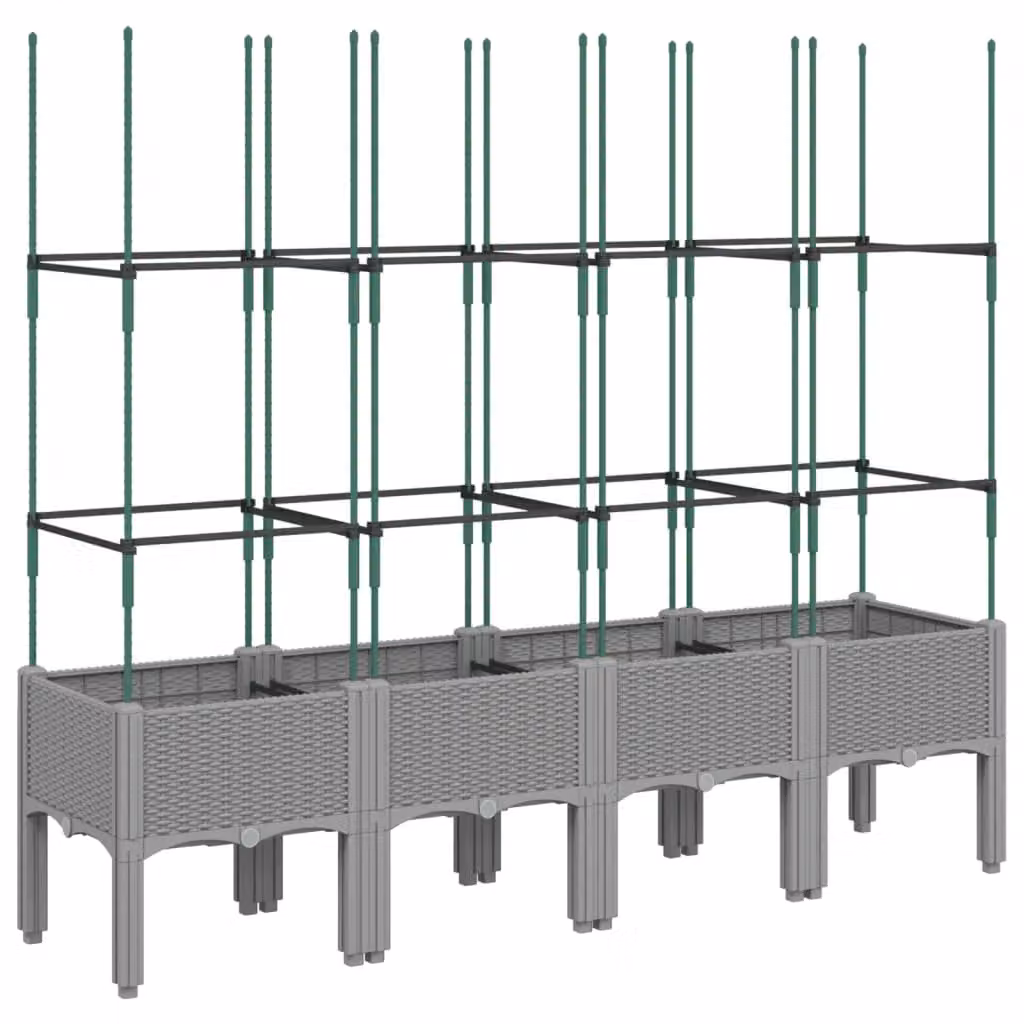 Berkfield Home Garden Planter with Trellis in Light Grey, W/D/H: 160 x 40 x 142.5 cm – 2