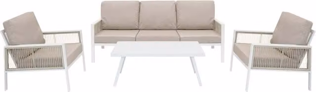 Jardi Modern White Aluminium Garden Furniture Set with 5 Seats