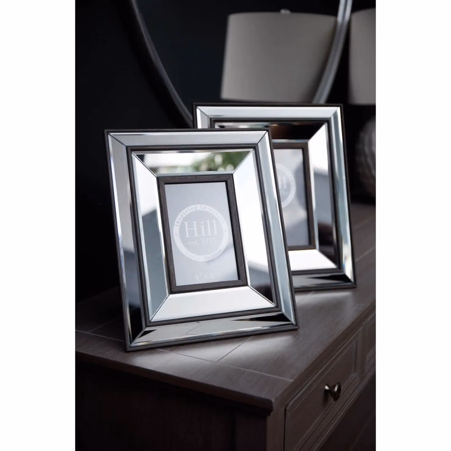 Hill Interiors Tristan Rectangular Tabletop Mirror with Wood and Glass Frame in Brown and Multicolour – 5