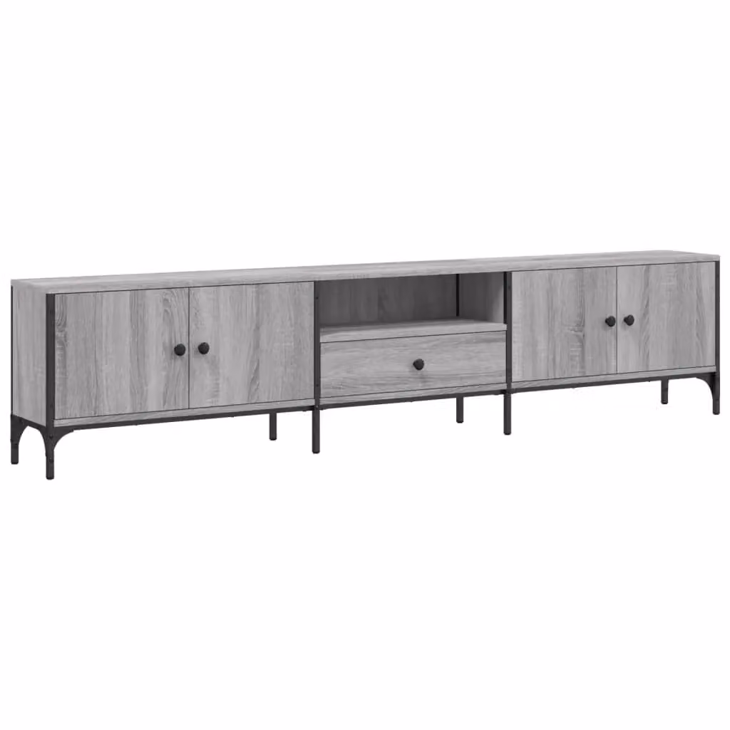 Berkfield Home Modern TV Cabinet with Drawer in Grey Sonoma, W: 200 cm, D: 44 cm, H: 25 cm – 2