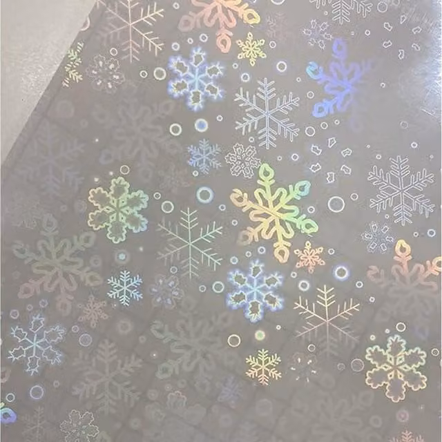 Syntego Pack of 10 Holographic Snowflake Vinyl Overlay Sheets in Multicolour