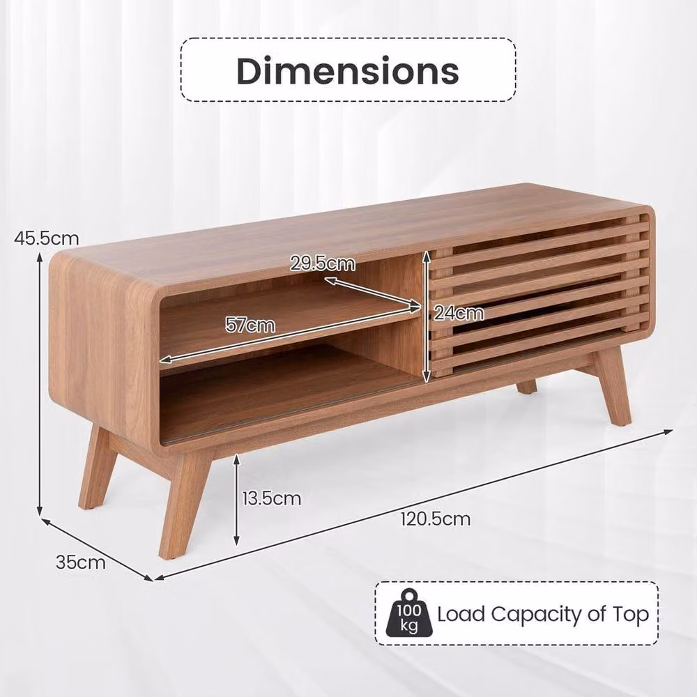 FLAVORA Mid Century Wood TV Cabinet in Brown – 2