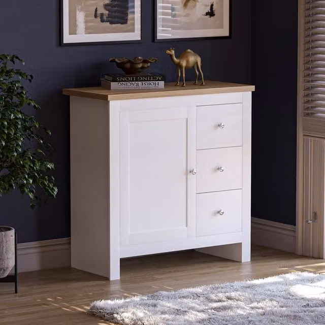 Vida Designs Arlington White Modern 3 Drawer 1 Door MDF Sideboard