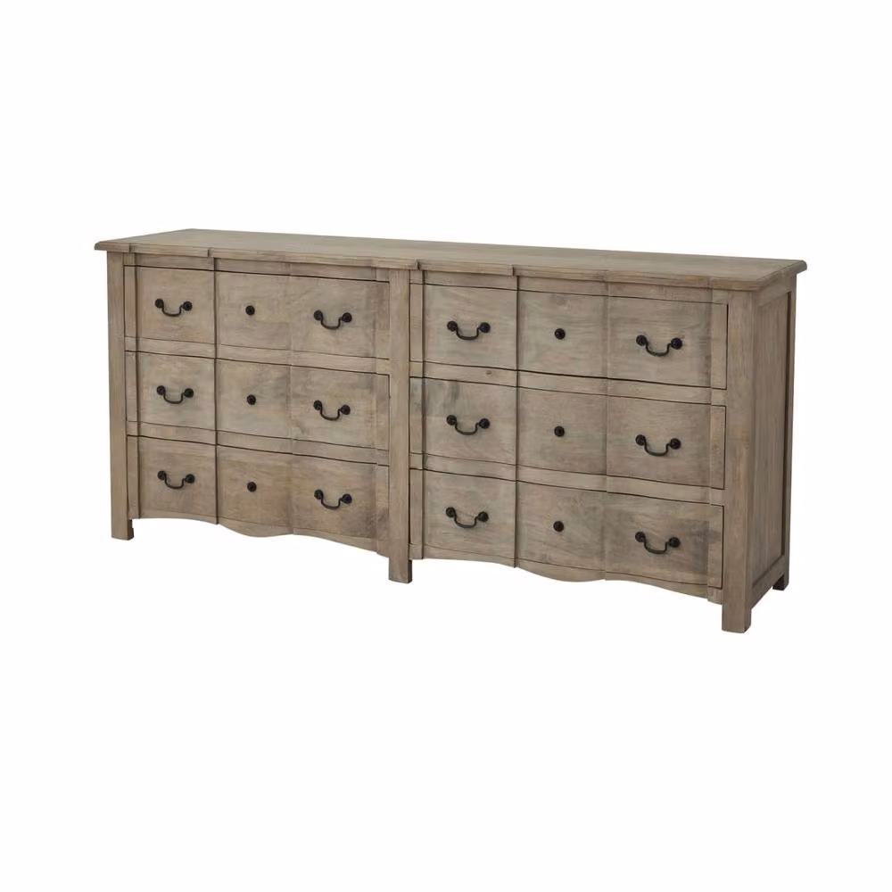 Wyld Haus Montagnac Double Dresser in Weathered Grey Wood with 12 Drawers – 2