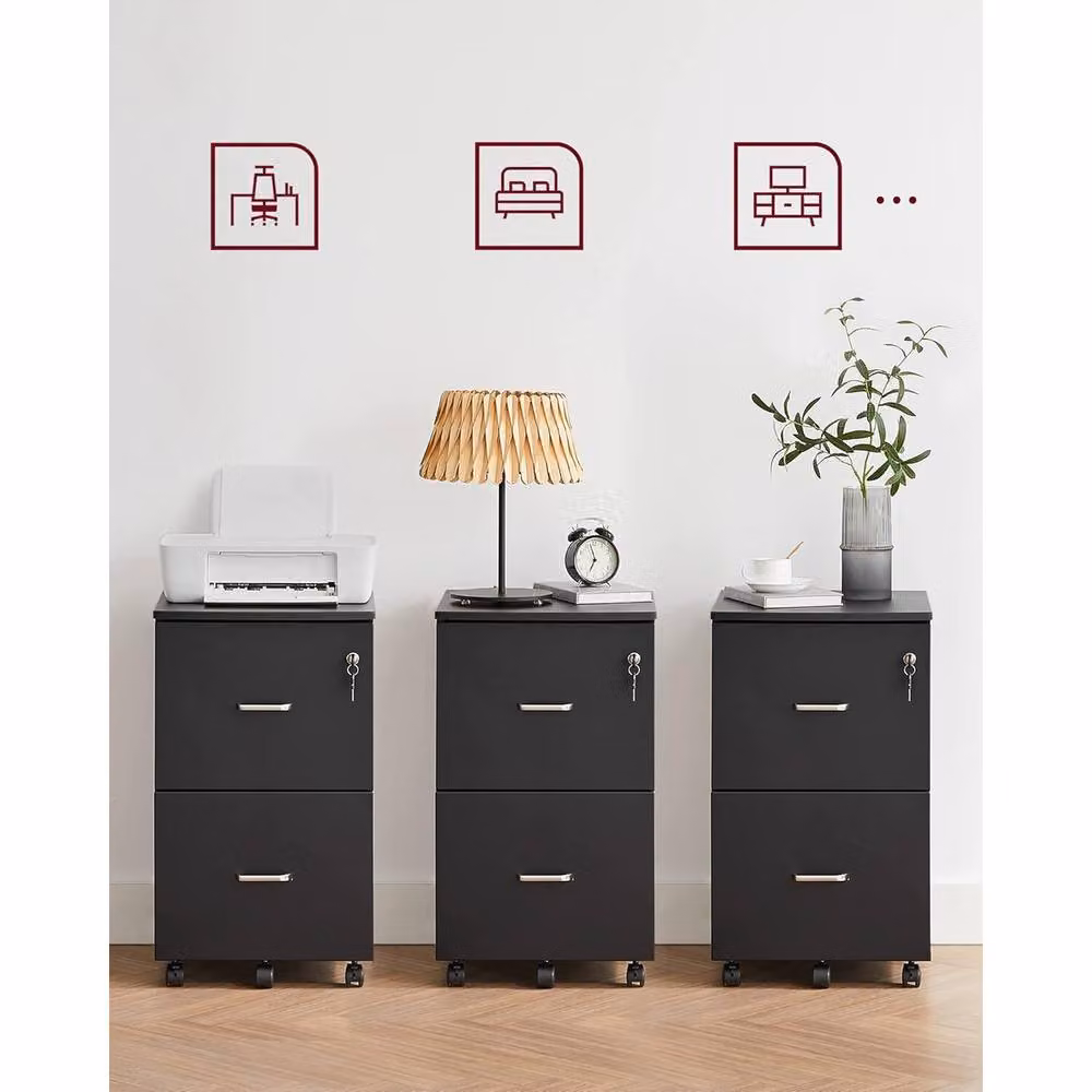 The Bazaarist Rolling Filing Cabinet and Printer Stand with Locks, Black – 6