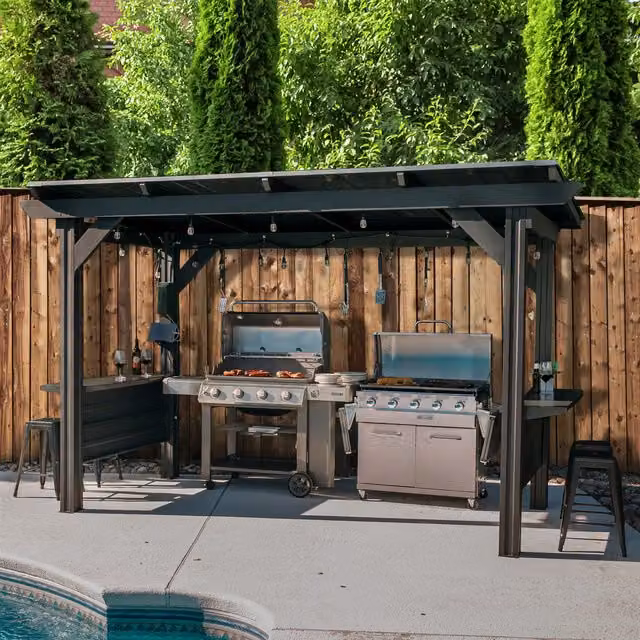 Backyard Discovery Rockport XL Galvanised Steel BBQ Outdoor Gazebo in Black