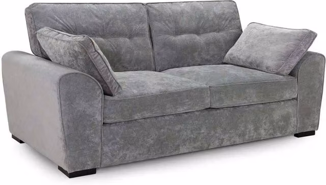 Furnishings For Less UK Montford Grey Fabric 3 Seater High Back Sofa with Scatter Cushions and Removable Covers – 1