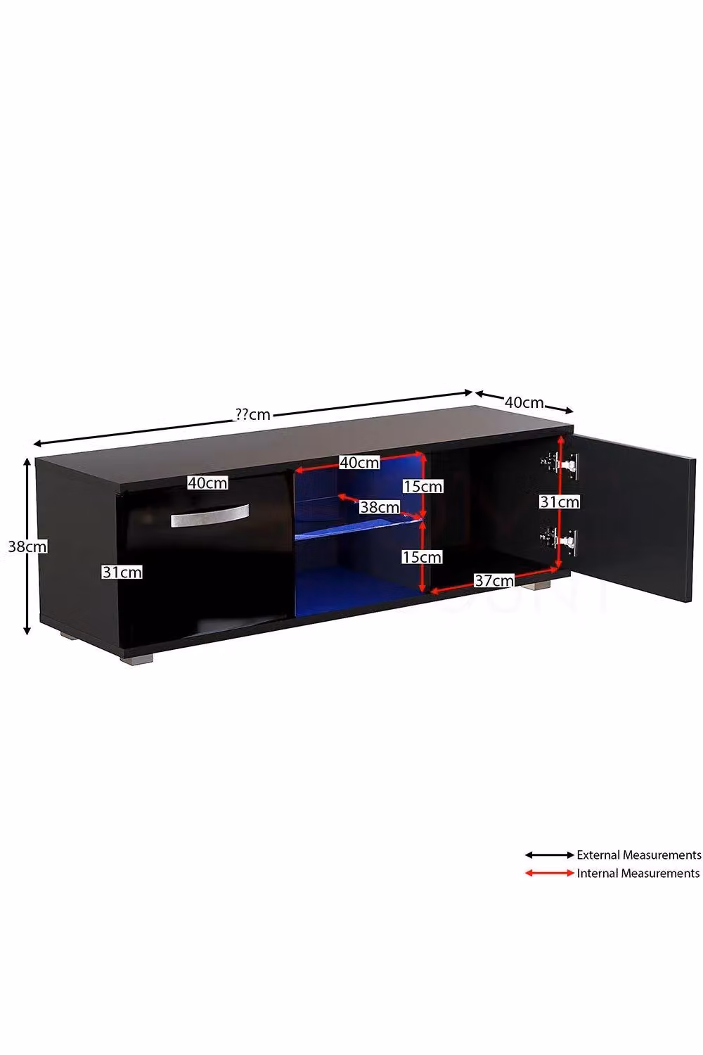 Vida Designs Cosmo 2 Door LED TV Unit in Black, Width: 120 cm – 2
