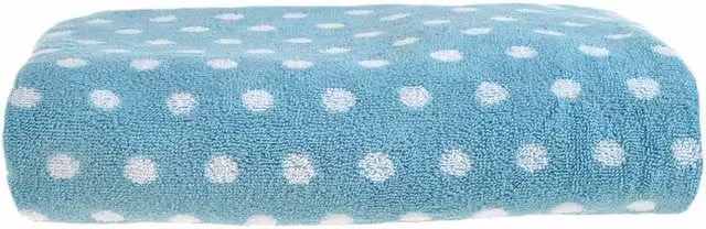 Allure Bath Fashions Polka Dot Patterned Cotton Terry Bath Sheet in Blue