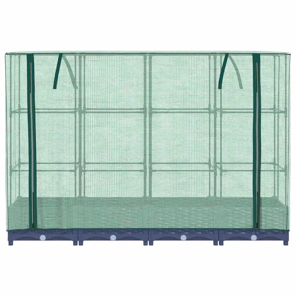 Berkfield Home Raised Bed with Greenhouse Cover in Grey Rattan Look, W: 160 cm, D: 40 cm, H: 123 cm – 3