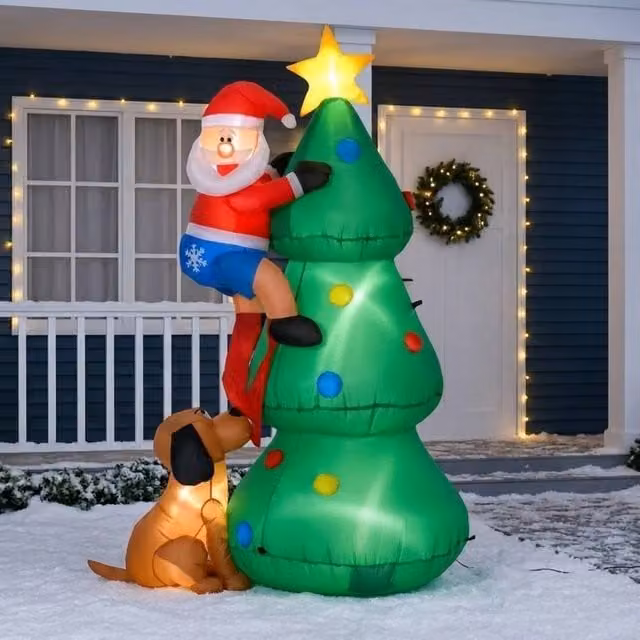 STILVORA Inflatable Green Christmas Tree with LED Lights, Height: 180 cm – 1