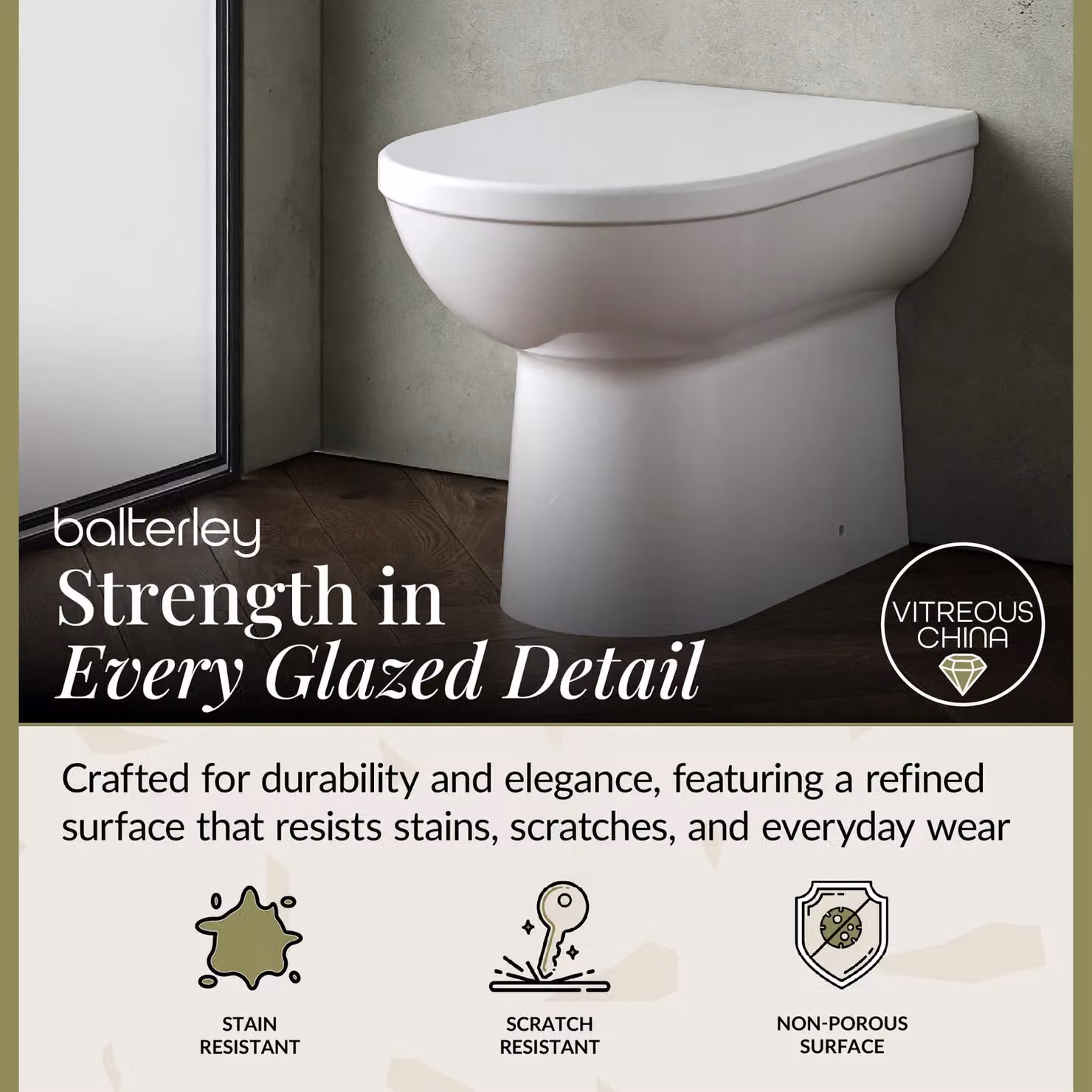 Balterley White Ceramic Round Back to Wall Toilet Pan W/D/H: 39.5 x 36 x 54 cm – 2