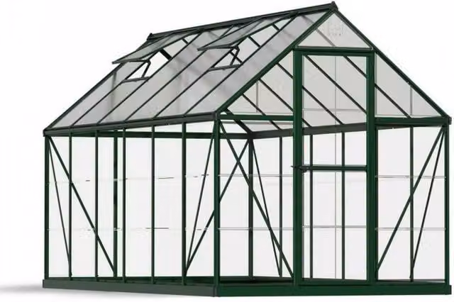 Palram Hybrid Greenhouse in Green with Polycarbonate Panels, L370 x W185 x H208 cm – 1