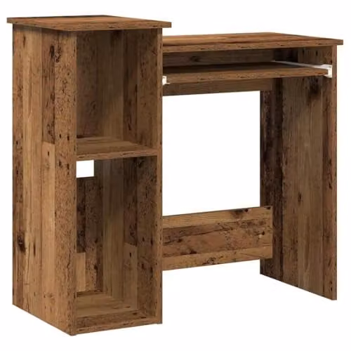 vidaXL Writing Desk with Shelves in Old Wood Brown, W: 84 cm, D: 40 cm, H: 78 cm