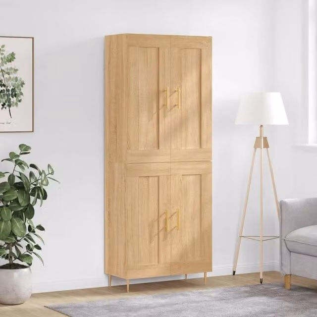 Berkfield Home Sonoma Oak Highboard in Brown, W/D/H: 69.5 x 34 x 180 cm – 1