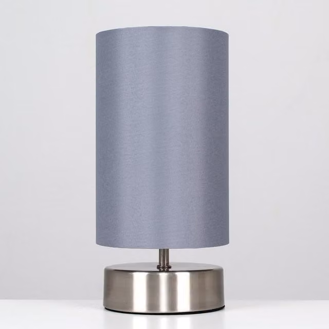 ValueLights Francis Pair of Dimmable Touch Table Lamps in Brushed Chrome and Grey Fabric