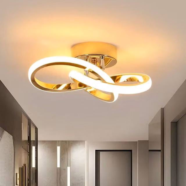 Goeco Modern Curved LED Ceiling Light in Gold with Warm White 3000K Light