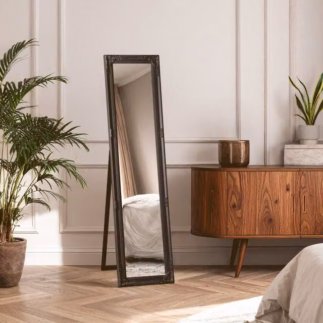 Orsina Brussels Vintage Rectangular Freestanding Floor Standing Mirror in Black – 2