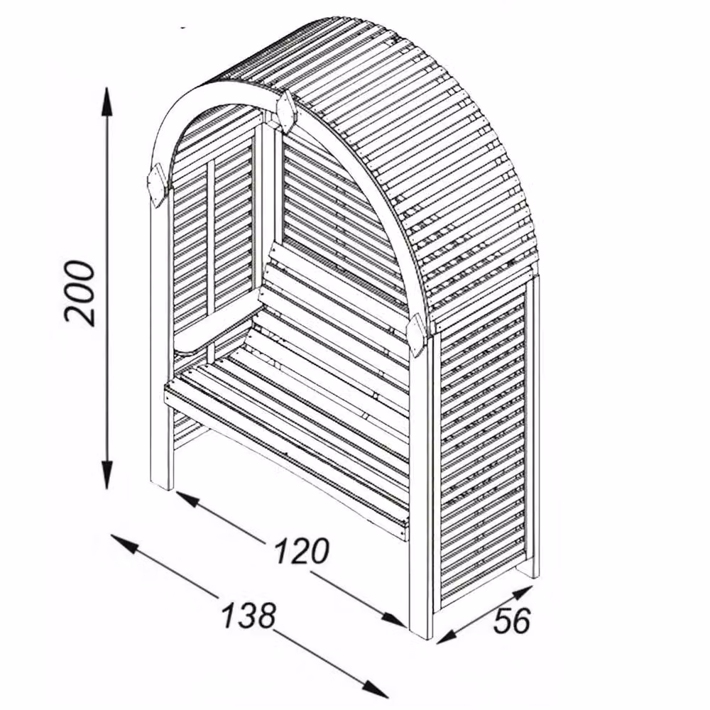 Jagram Garden Buildings Roccolo Garden Arbour with Bench and Full Trellis in Brown Timber – 3