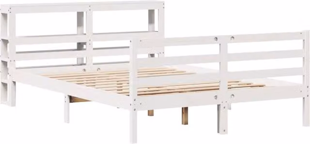 Berkfield Home Beautiful Small Double Bed Frame in White Lacquered Solid Pine, W/D/H: 120 x 200 cm