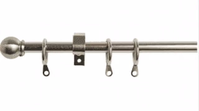 NewEdgeBlinds Straight Metal Ball Curtain Pole Set in Silver, Length: 150 cm, Diameter: 13 mm