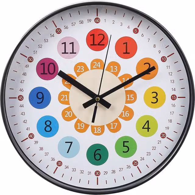 Kidkid Kids Round Silent Analog Wall Clock in Multicolour Modern Design