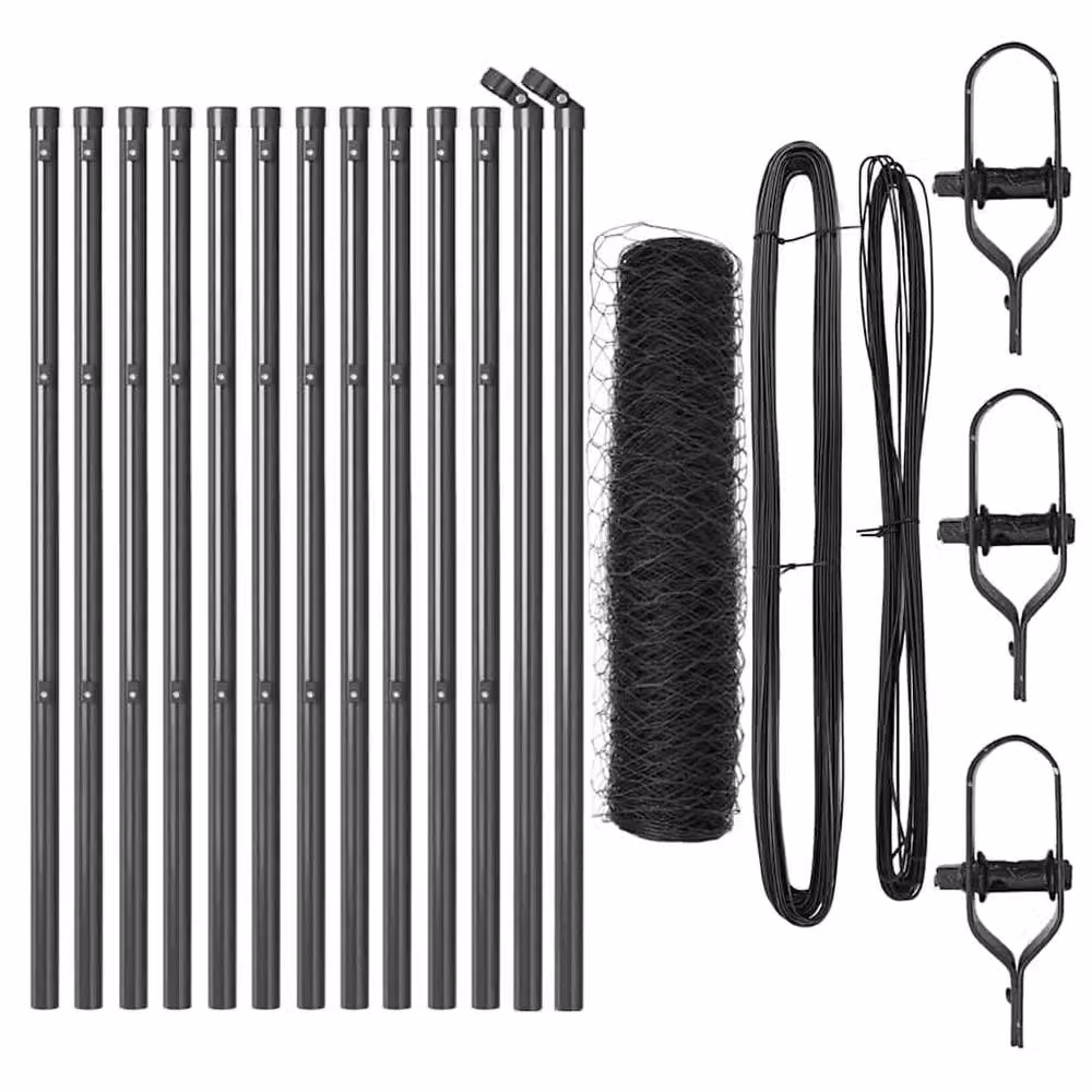 Berkfield Home Grey Powder-Coated Steel Hexagon Fence, 0.4 x 25 m – 3