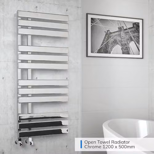 Lux Heat Chrome Open-Flat Designer Towel Radiator, H x W: 118 x 50 cm – 2