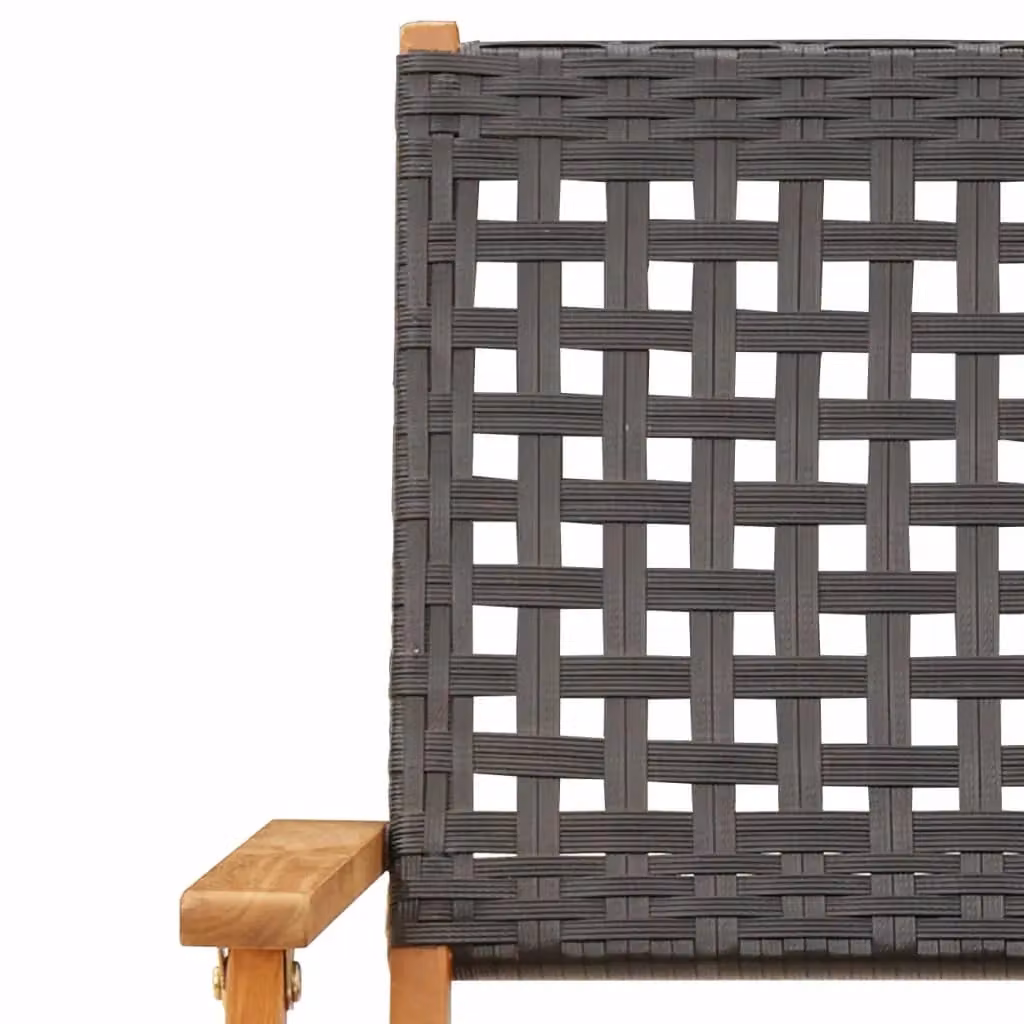 Berkfield Home Set of 4 Folding Garden Chairs in Black Poly Rattan and Acacia Wood – 5