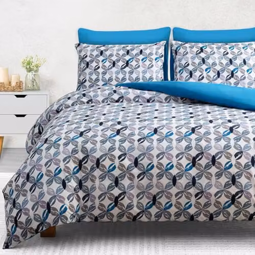 Pamposh Double Duvet Set in Blue, Premium Brushed Microfibre Duvet Cover and Pillowcase Set, W/D/H: 200 x 200 cm and 50 x 75 cm – 2