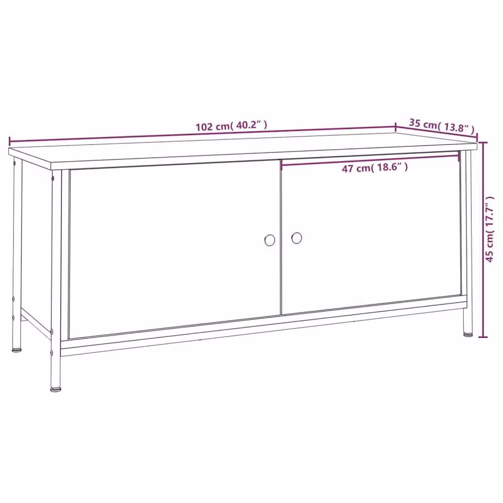 Berkfield Home TV Cabinet with Doors in Smoked Oak Brown, W/D/H: 102 x 35 x 45 cm – 5