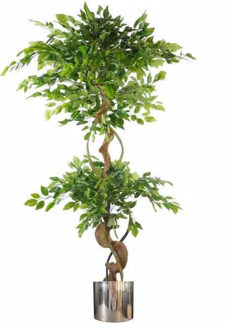 Leaf Design UK Artificial Twisted Tree Metal Tabletop Planter in Green