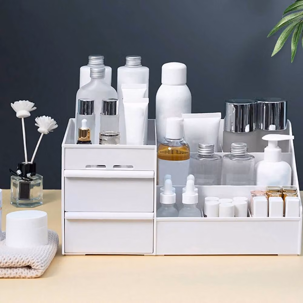 FORGEVIO White Plastic Makeup Organiser Cosmetic Vanity Case Box, Width: 50 cm – 2