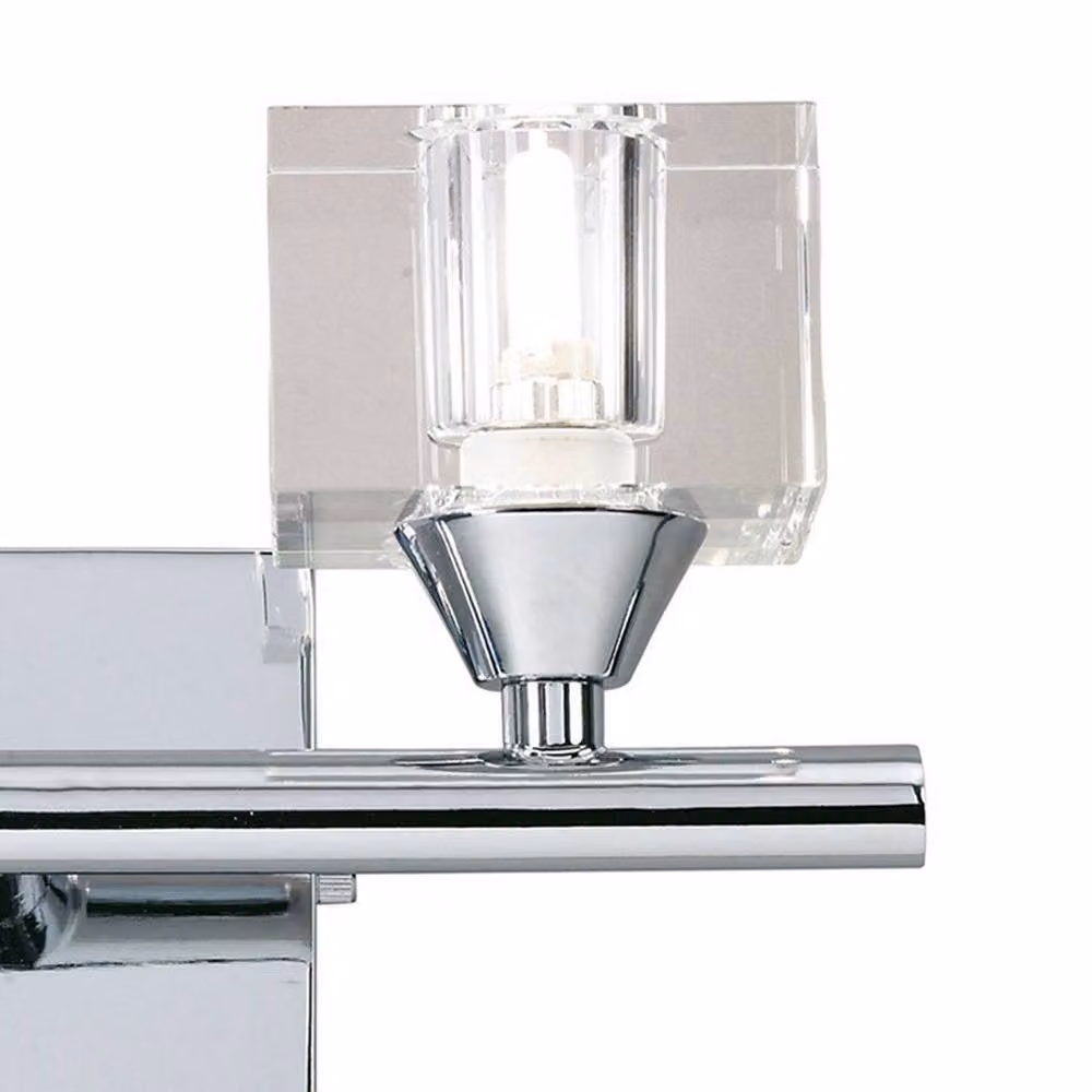 Netlighting Cuadrax 2 Light Wall Lamp in Polished Chrome and Silver with Transparent Glass and G9 Bulbs