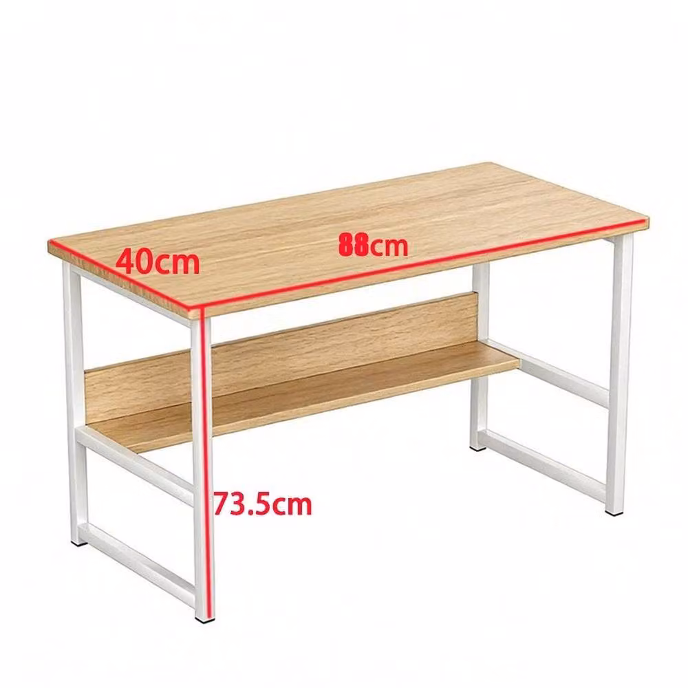 EONLION Computer Desk and Study Table in White and Light Oak, W: 100 cm – 2