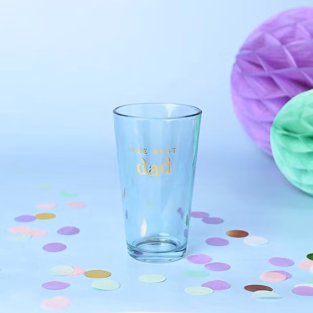 Confetti The Best Dad Beer Glass in Clear and Gold