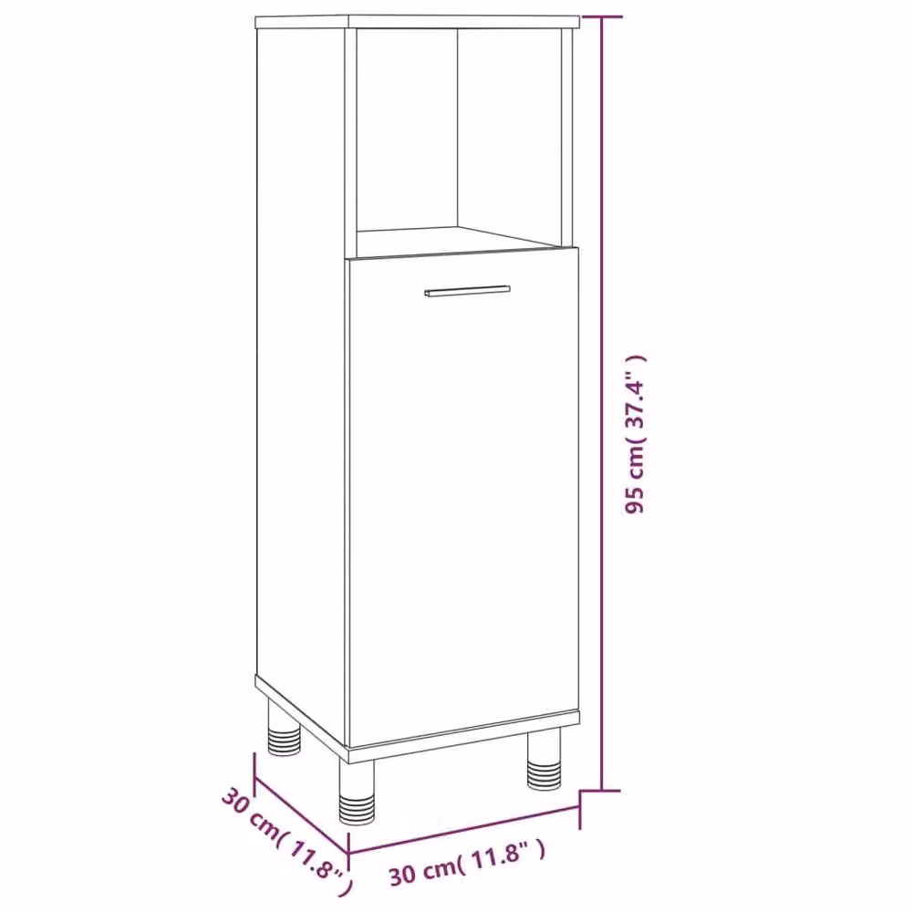 Berkfield Home Spacious Bathroom Cabinet in Brown Oak, W/D/H: 30 x 30 x 95 cm – 4