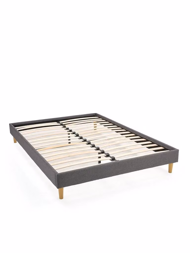 Very Home Prairie Platform Double Bed in Grey Upholstered Fabric, W/D/H: 140 x 200 cm