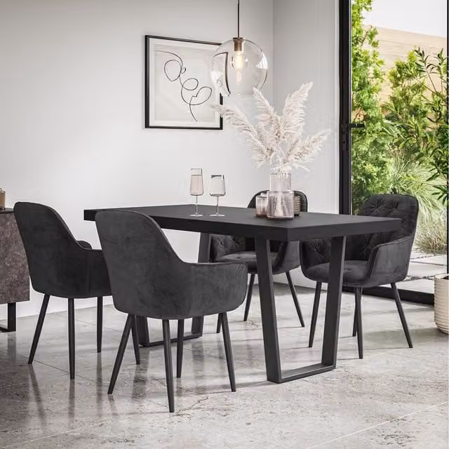 More4Homes Aria Rectangular Dining Table and 6 Chairs in Black