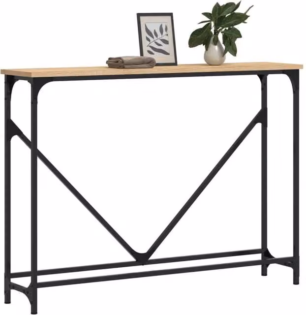 Berkfield Home Decorative Console Table in Sonoma Oak and Brown, W/D/H: 102 x 22.5 x 75 cm – 1