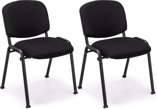 Costway Set of 2 Modern Black Fabric and Metal Conference Room Chairs