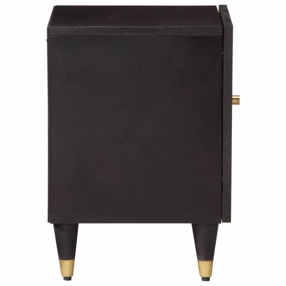 Berkfield Home Set of 2 Solid Mango Wood Bedside Cabinets in Black, W/D/H: 40 x 33 x 46 cm – 4