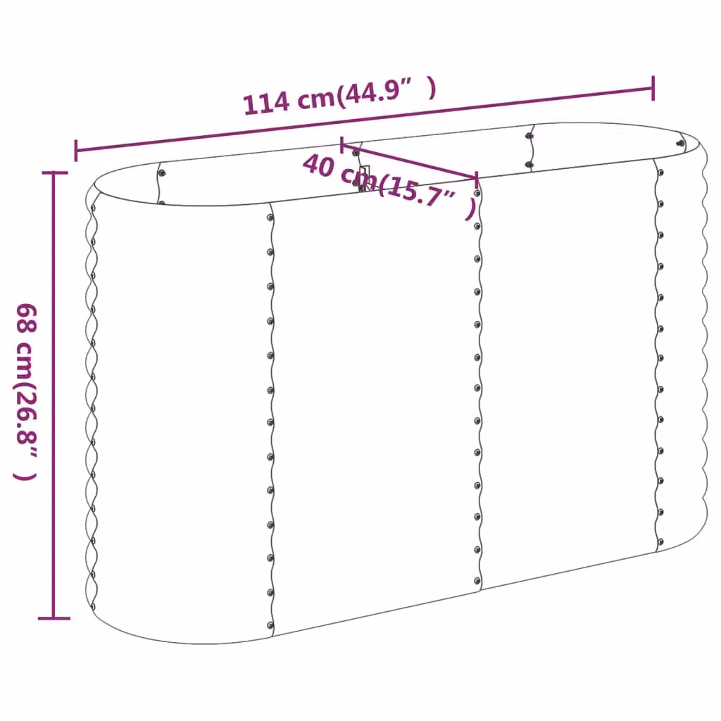 Berkfield Home Garden Grey Powder-coated Steel Raised Bed, W/D/H: 114 x 40 x 68 cm – 3