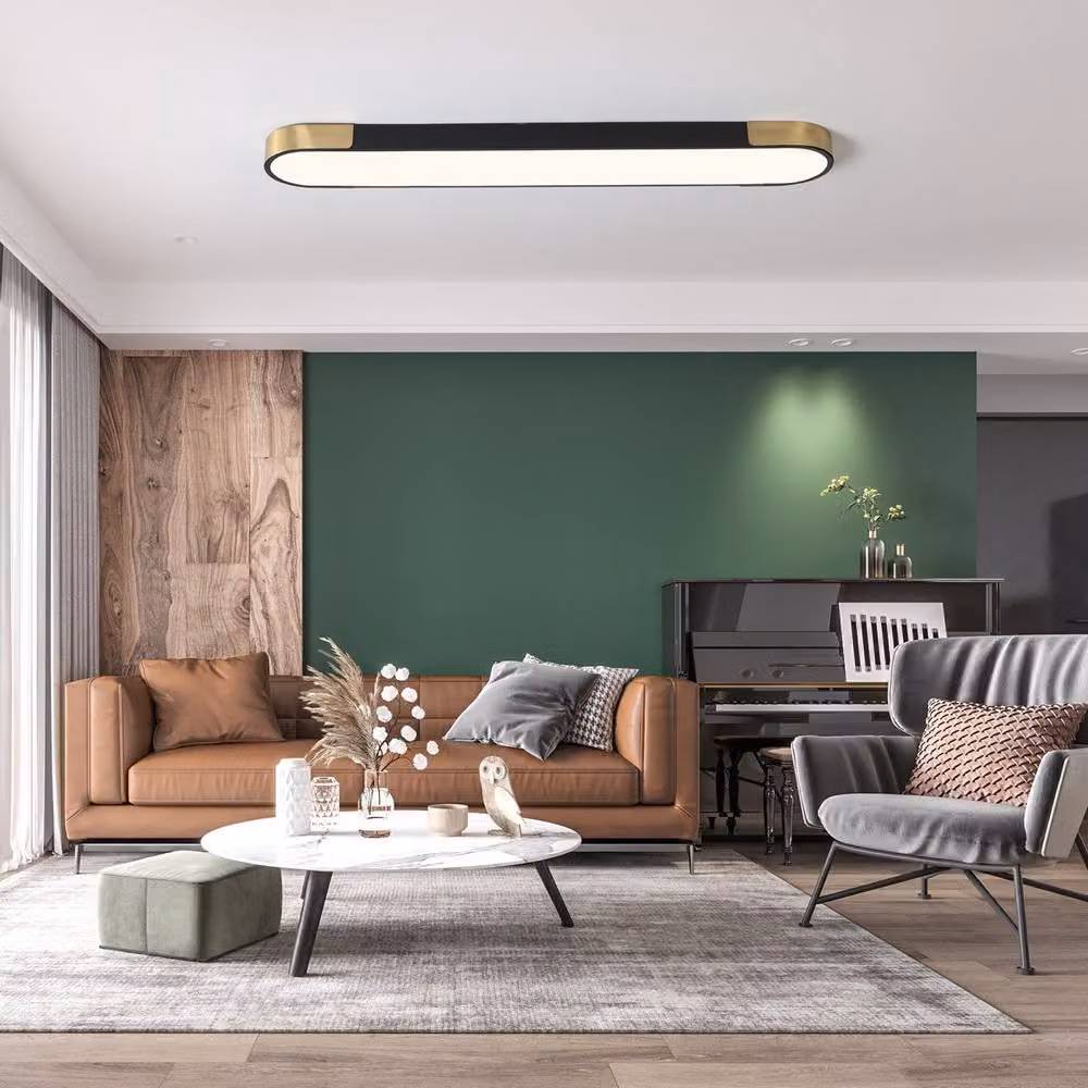 Garwarm Cherron Masek 1 Black Oval LED Flush Mount Ceiling Light with Remote Control and Dimmable Multicolour Settings – 4