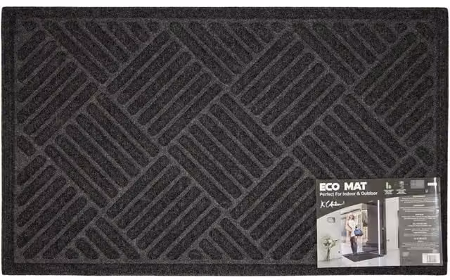 K Collection Eco Friendly Non-Slip Grey Rectangular Door Mat