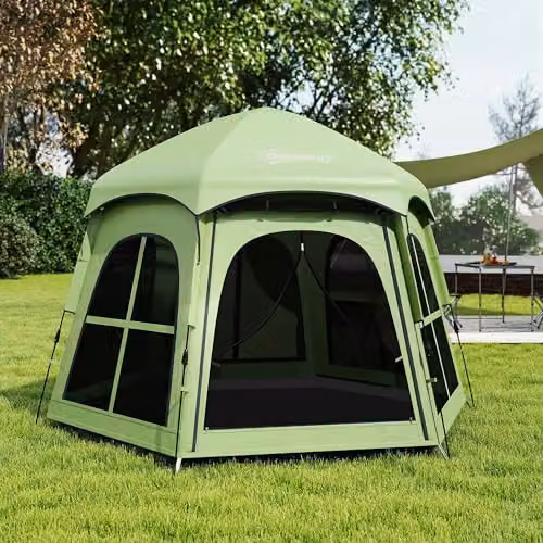 Outsunny Pop Up Tent with 2 Doors and Carry Bag, 3000mm Waterproof, Green – 6